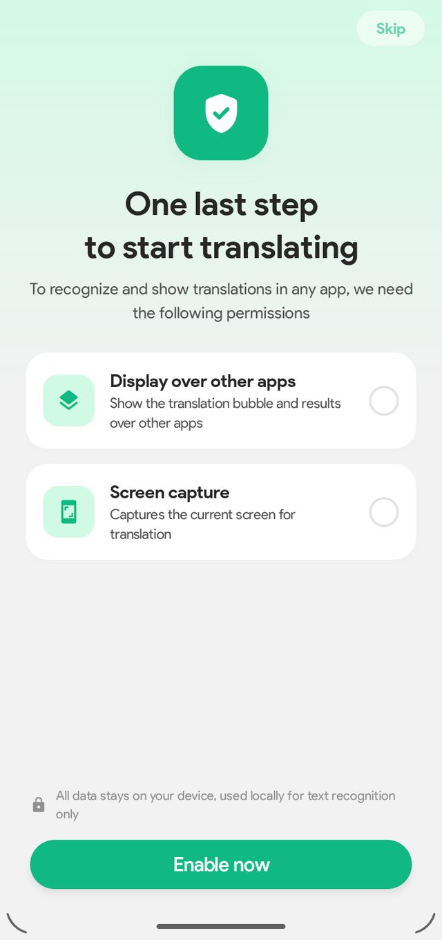 Instant Translate On Screen — What it needs from you